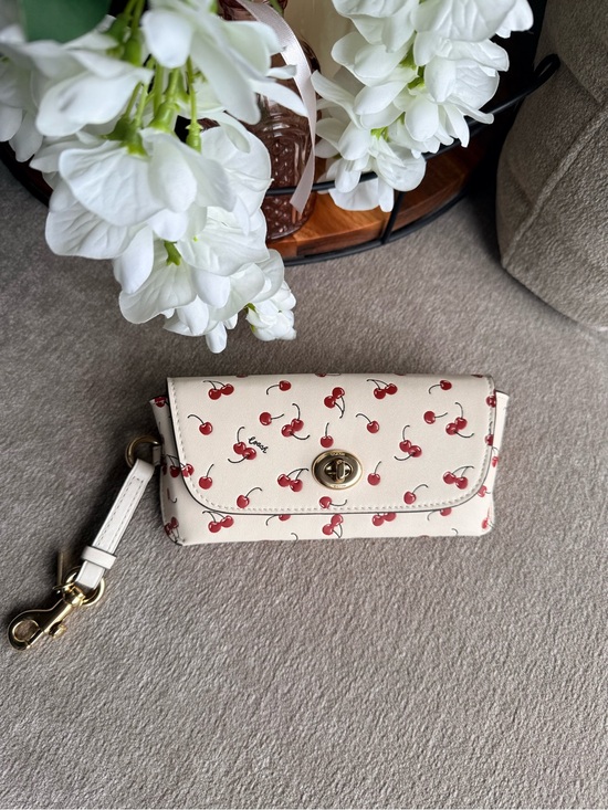 Coach Handbags - Coach Cream Sunglass Holder with Red Cherry Print NWT